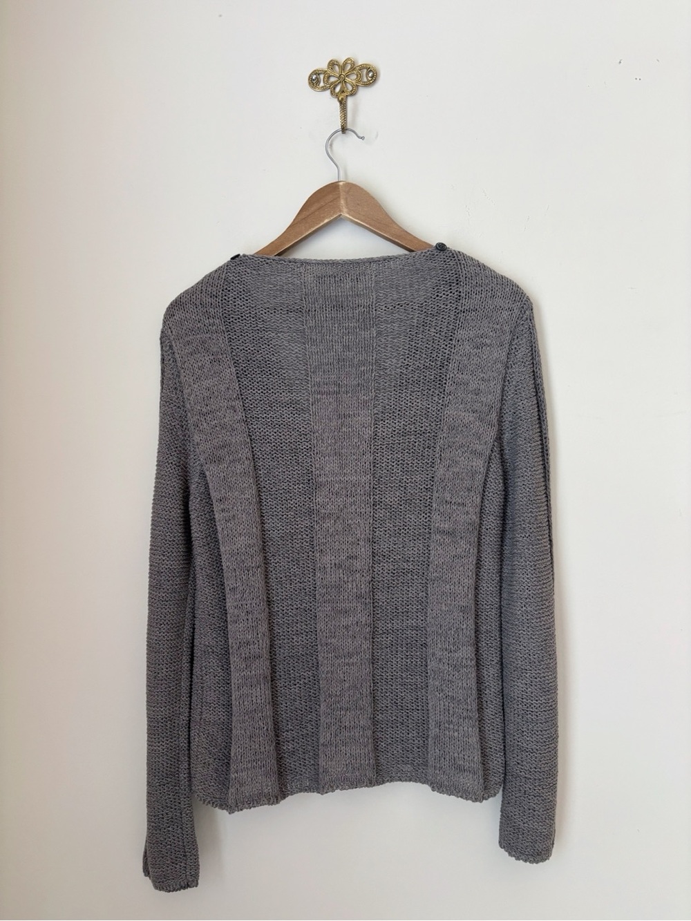 Annette Gortz Grey Open Knit Pullover Cotton Sweater Small - Picture 3 of 7